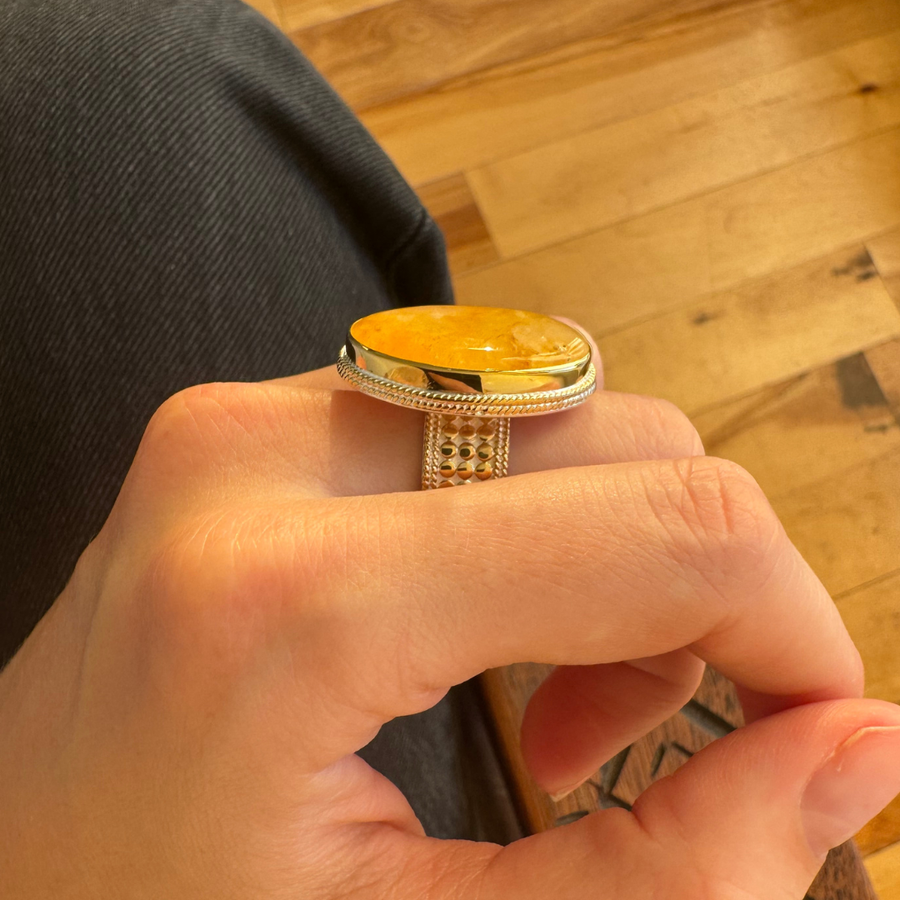 Orange Quartz Oval Ring