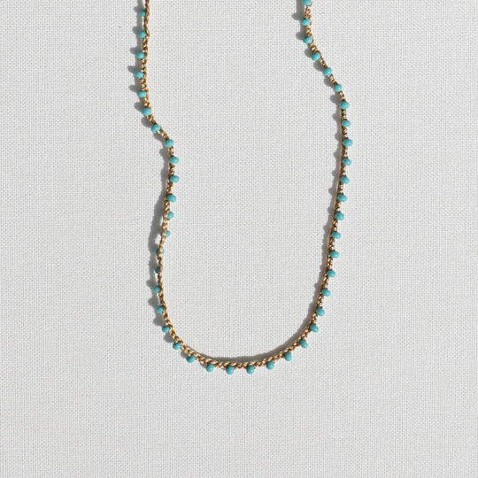 Turquoise Beaded Woven Necklace