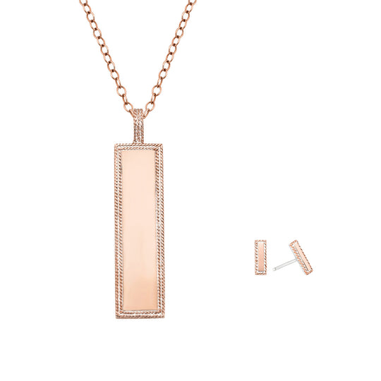 Linear Pendant Necklace & Mini Bar Stud Set
