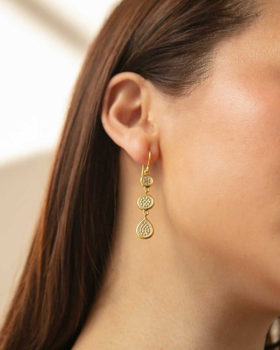 Classic Triple Drop Earrings - Gold
