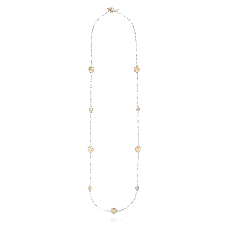 Classic Long Multi-Disc Station Necklace - Gold & Silver