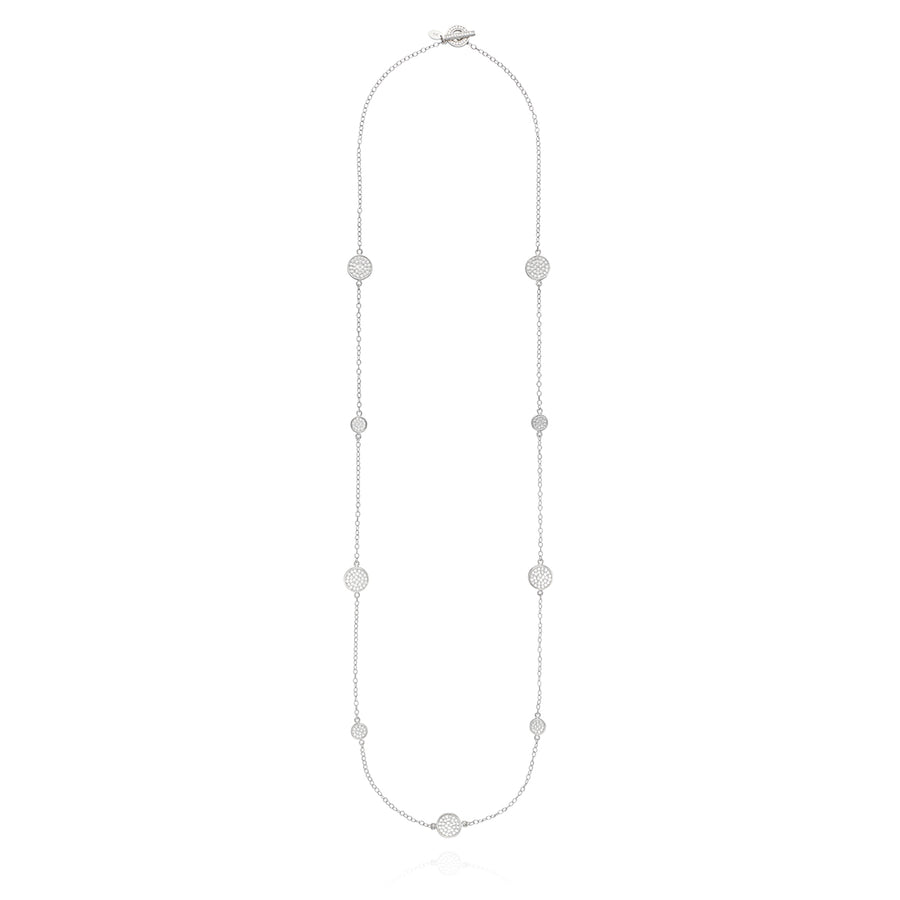 Classic Long Multi-Disc Station Necklace - Silver