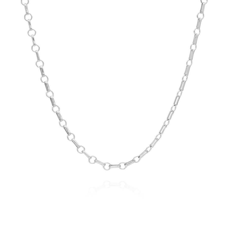 Bar & Ring Chain Collar Necklace - Silver