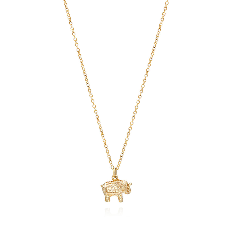 Small Elephant Charm Charity Necklace - Gold