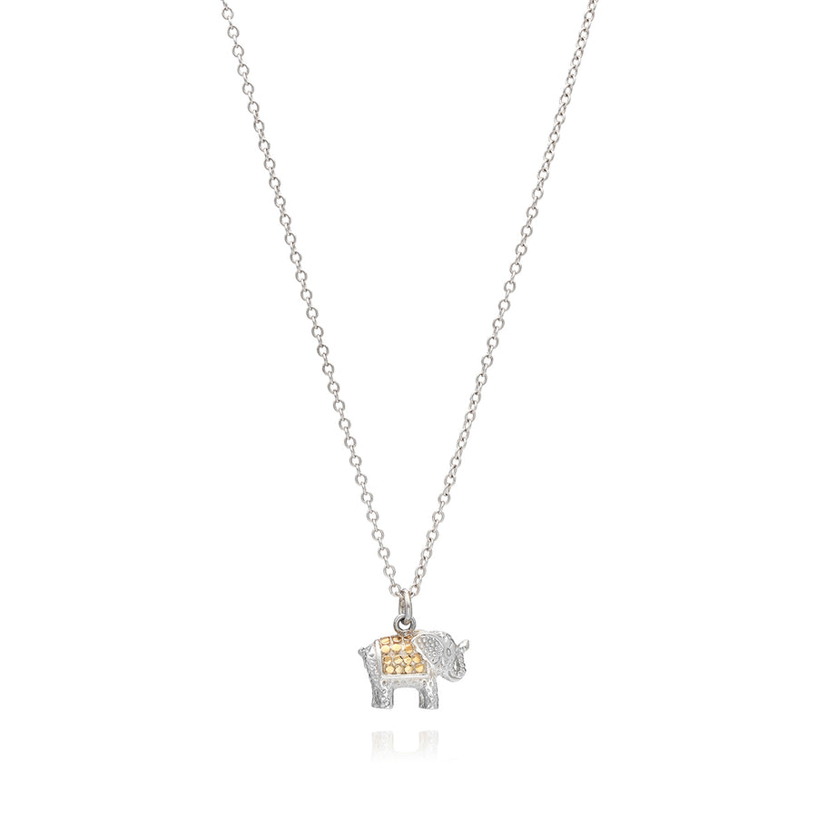 Small Elephant Charm Necklace - Gold & Silver