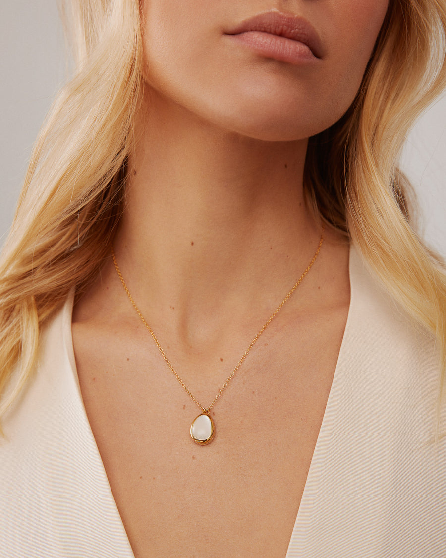 Medium Moonstone Asymmetrical Pendant Necklace