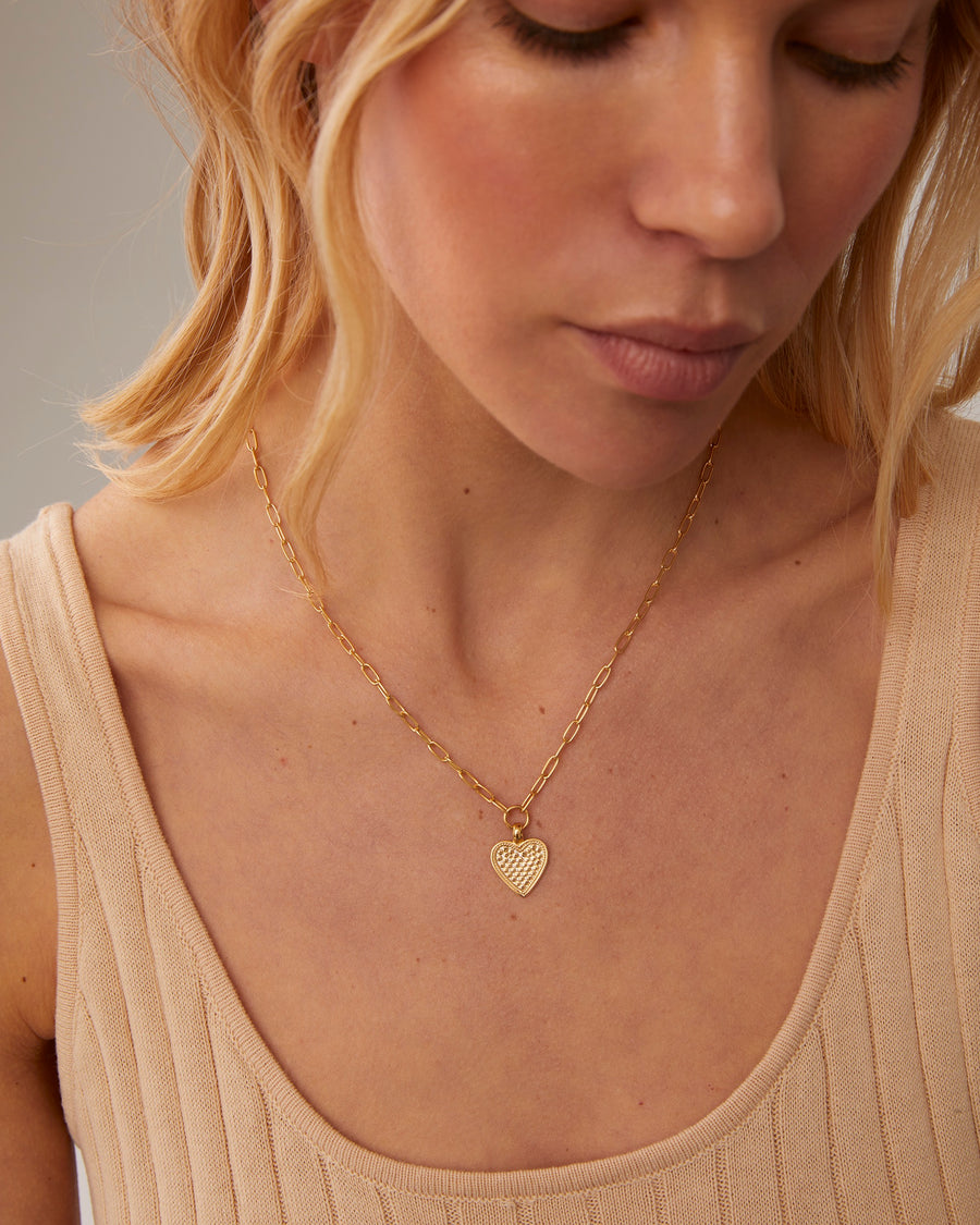 Medium Heart Engravable Necklace - Gold & Silver