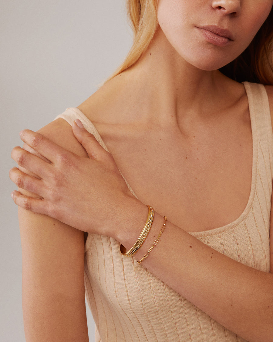 Classic Wide Band Stacking Cuff - Gold