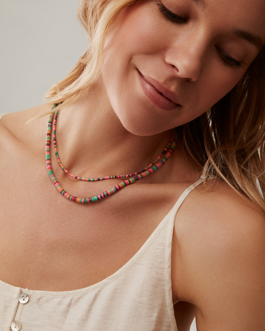 Multi-Colored Beaded Necklace, Thick Strand