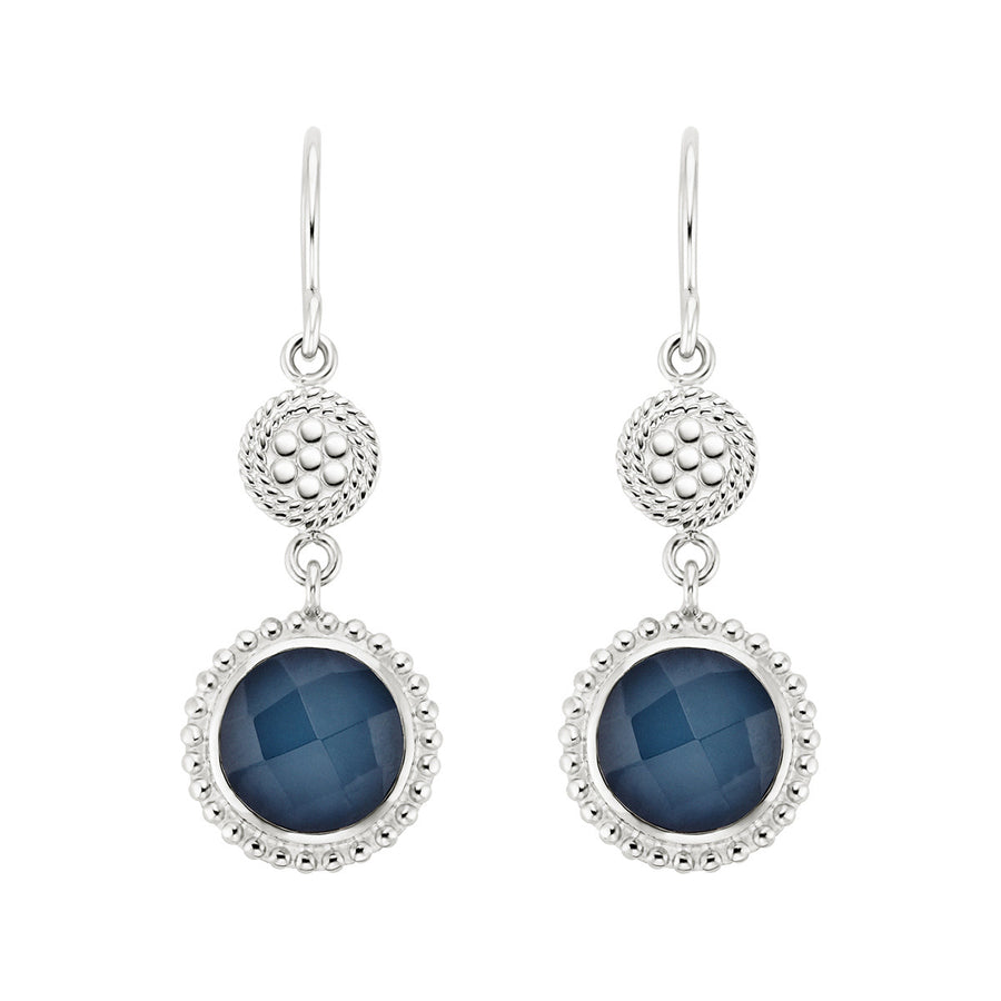 Blue Quartz Beaded Double Drop Earrings - Silver – Anna Beck Designs, Inc