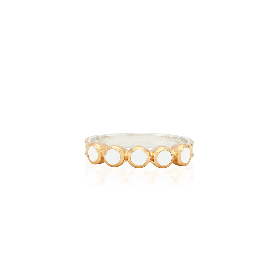 White Agate Multi Stone Ring - Gold