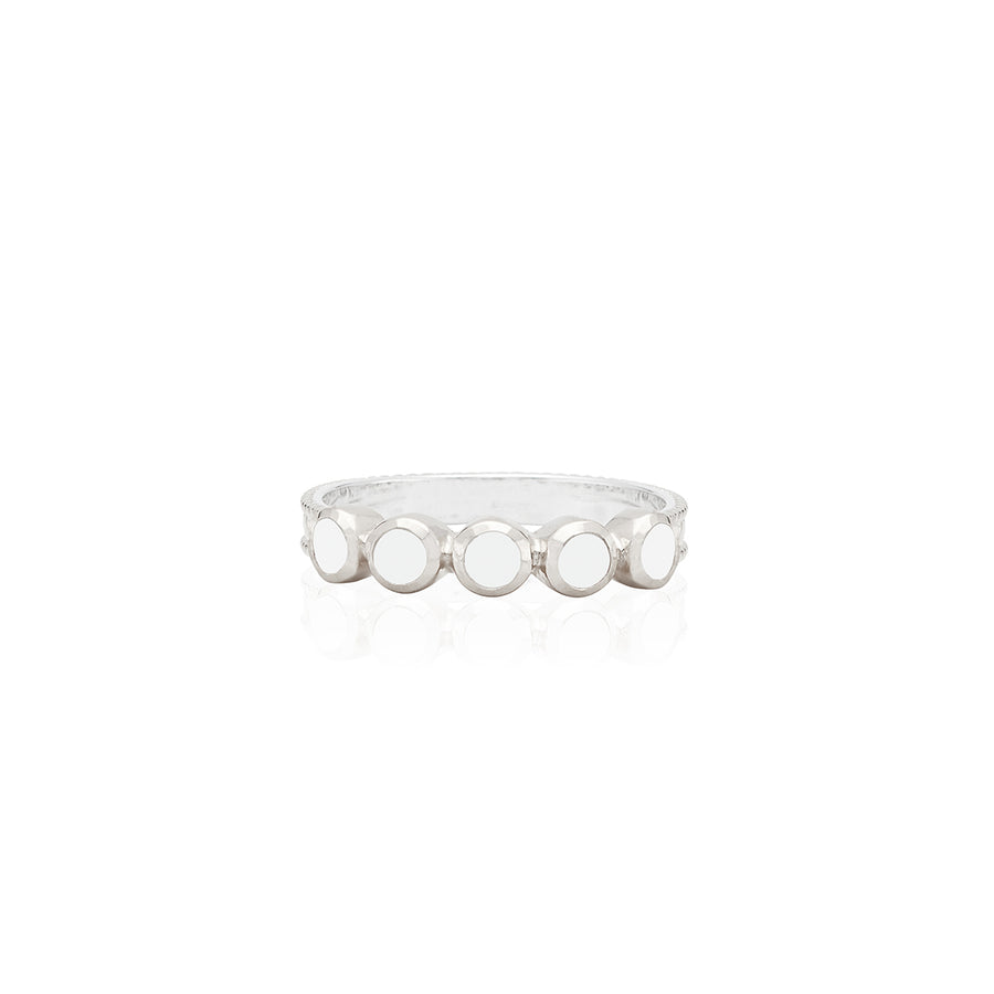 White Agate Multi Stone Ring - Silver