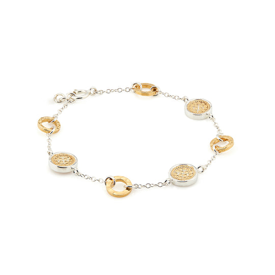 Hammered Station Bracelet - Gold & Silver