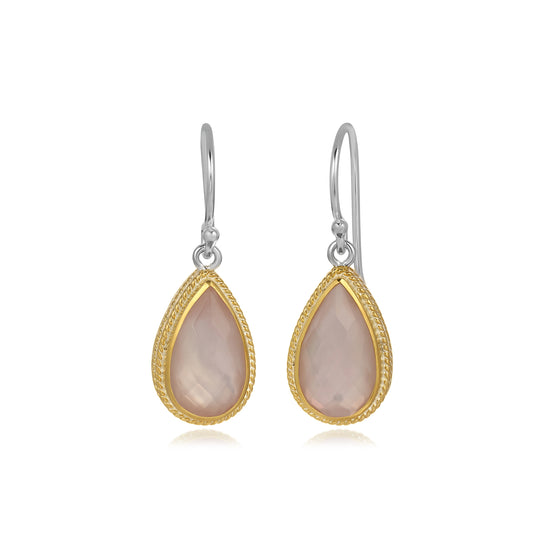 Rose Quartz Long Drop Stone Earrings