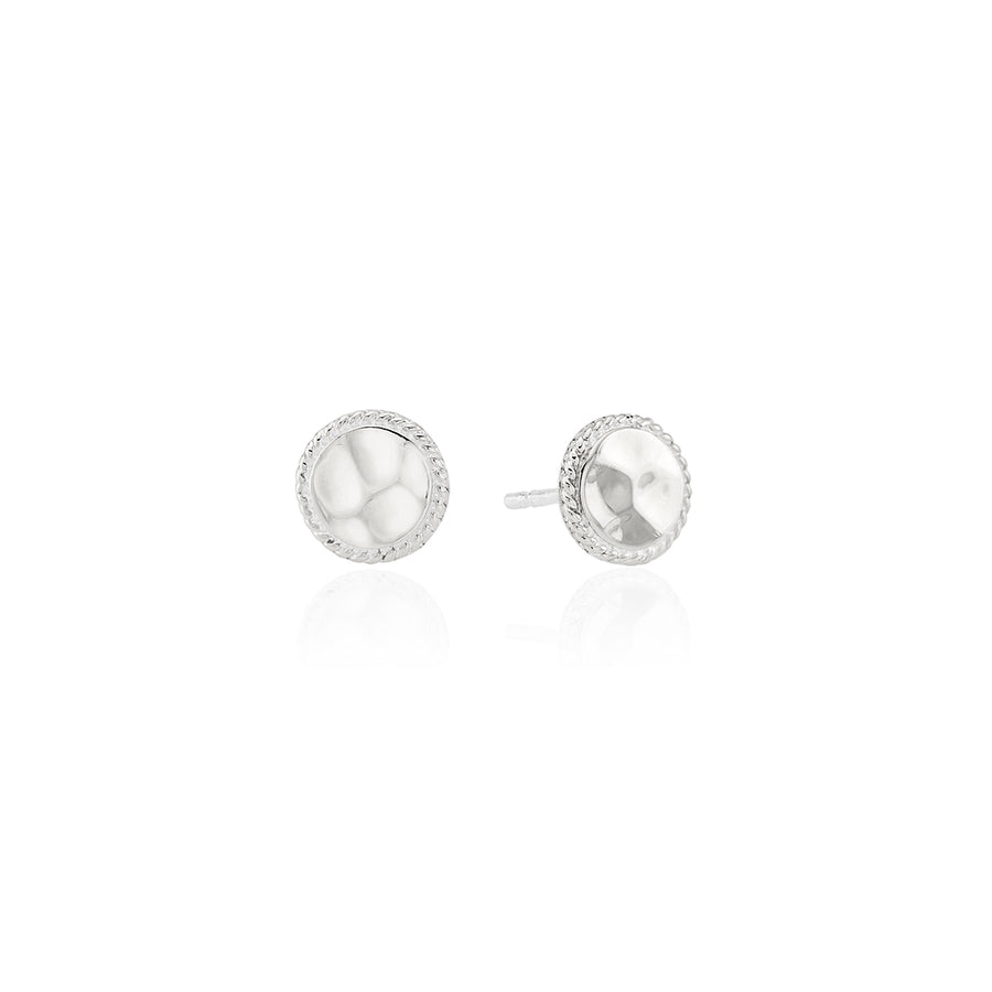Hammered Stud Earrings - Silver