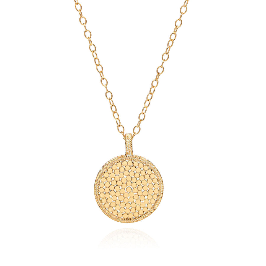 Hammered Pendant Necklace - Gold