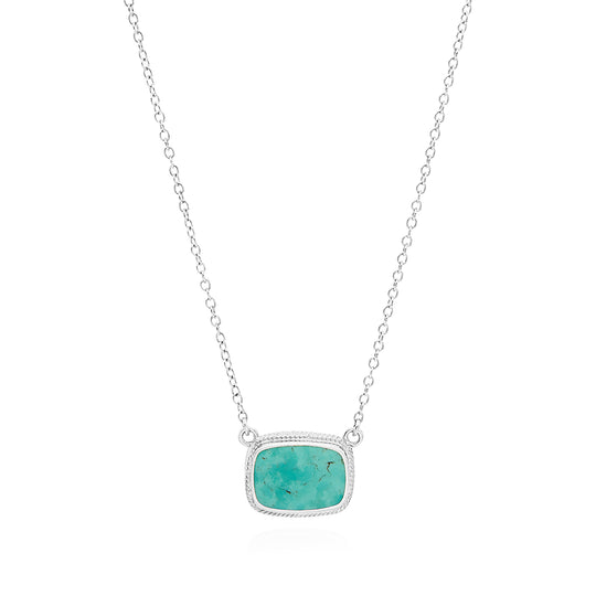 Turquoise Cushion Necklace - Silver