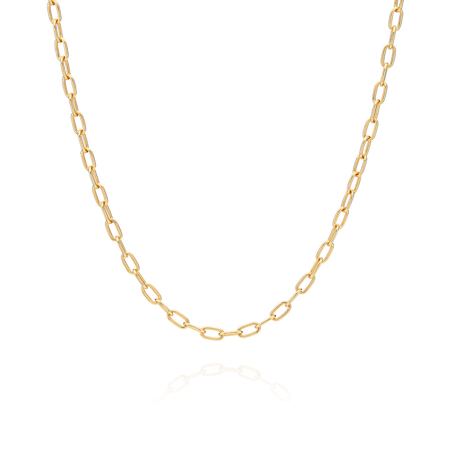 Elongated Oval Chain Collar Necklace - Gold