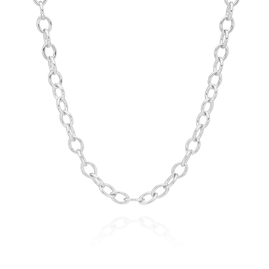 Large Oval Chain Necklace - Silver