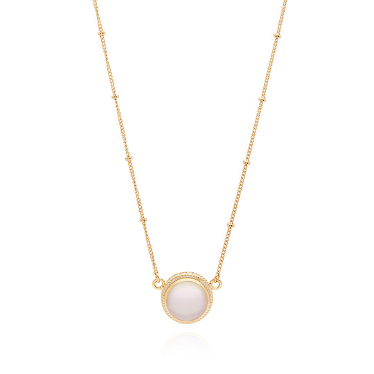 Engravable Rose Quartz Disc Necklace