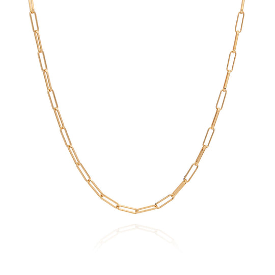 Elongated Box Chain Necklace, Gold - AS IS - FINAL SALE