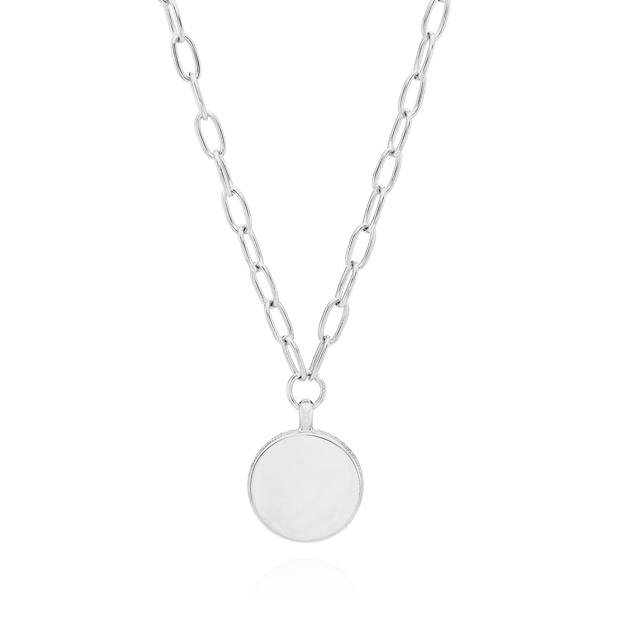 Large Grey Sapphire Pendant Necklace - Silver