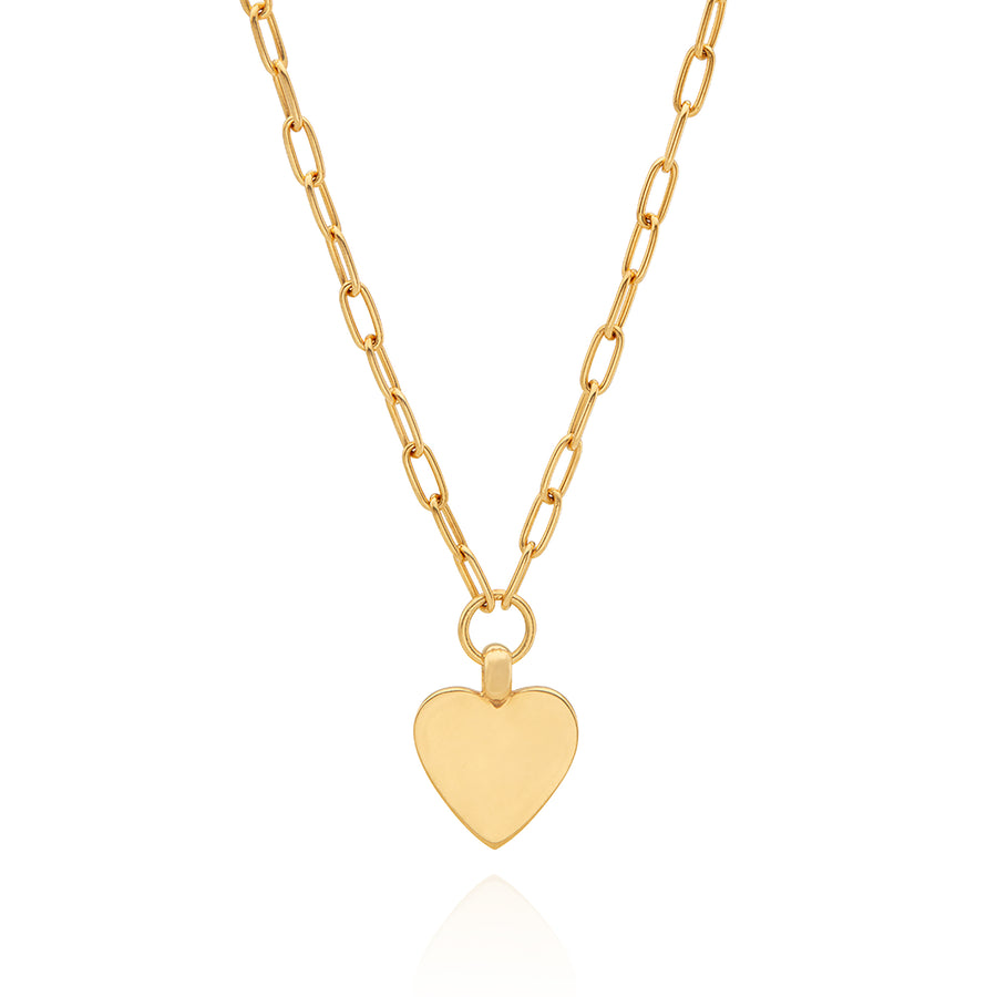 Medium Heart Engravable Necklace - Gold
