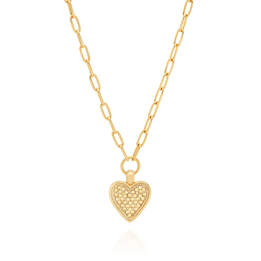 Medium Heart Engravable Necklace - Gold