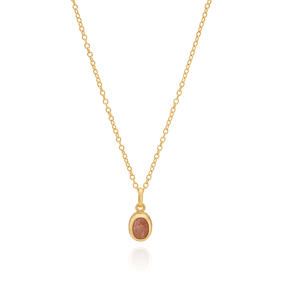 Small Sunstone Oval Engravable Pendant Necklace