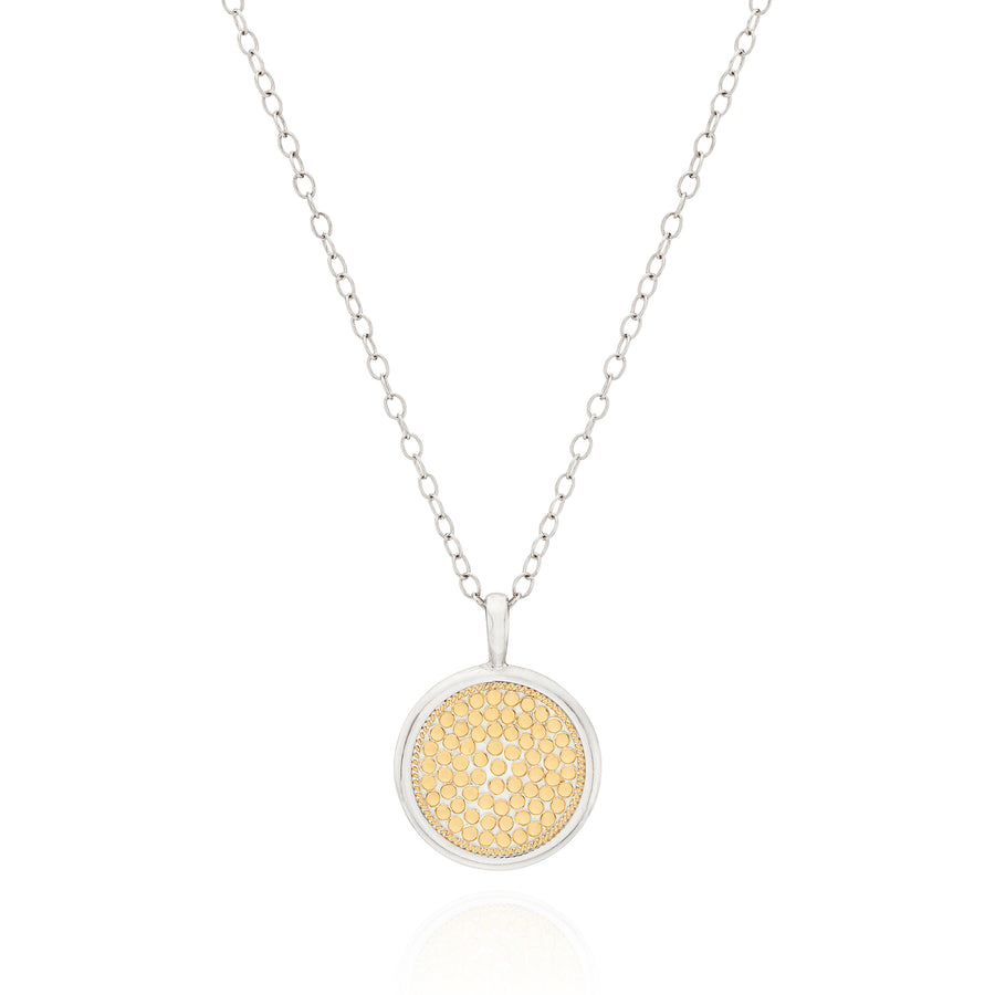 Classic Large Smooth Rim Circle Necklace - Gold & Silver