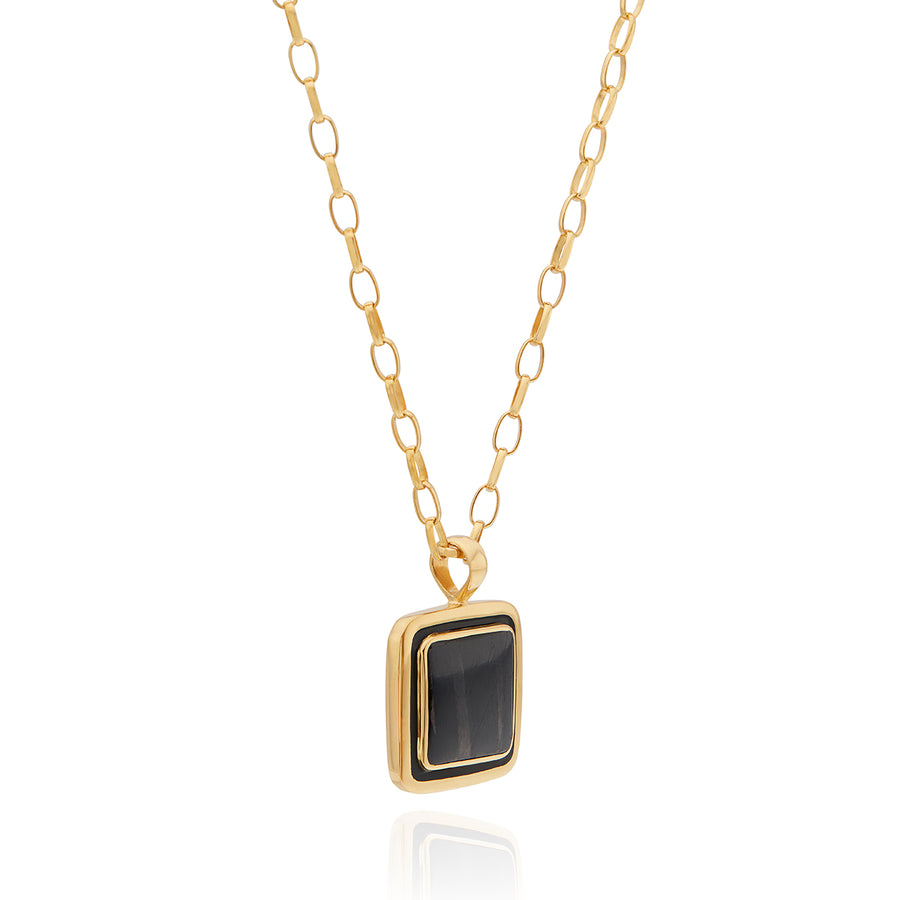 Hypersthene Square Pendant Necklace