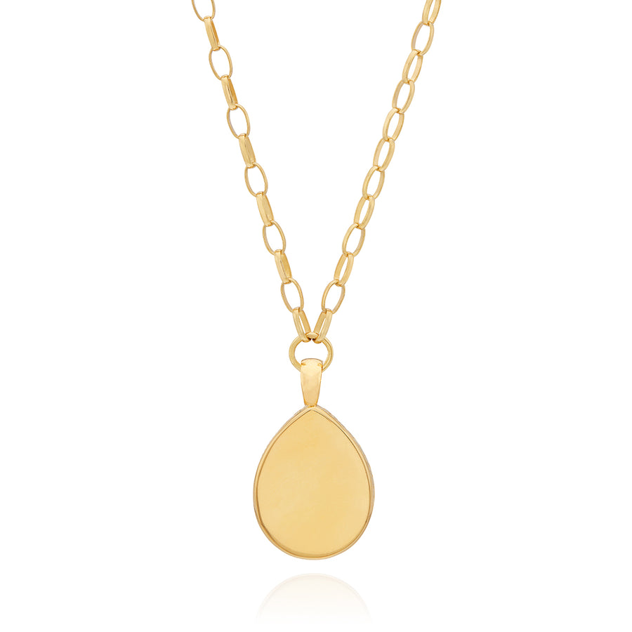 Large Amazonite Drop Pendant Necklace - Gold