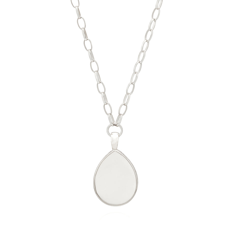 Large Amazonite Drop Pendant Necklace - Silver
