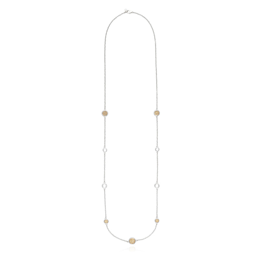 Classic Smooth Rim Long Station Necklace
