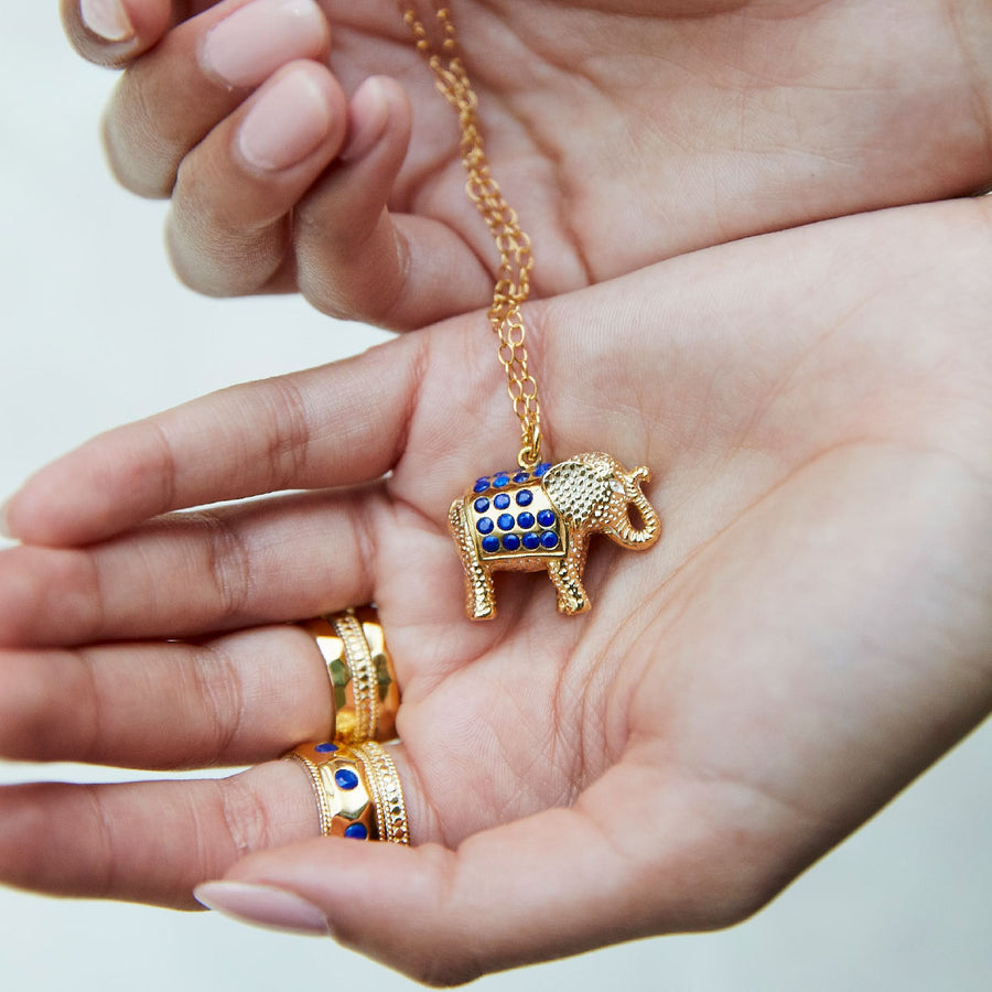 Lapis Pavé Elephant Charity Necklace