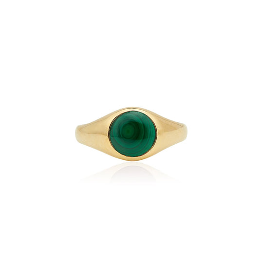 Small Malachite Stone Signet Ring - AS IS - FINAL SALE