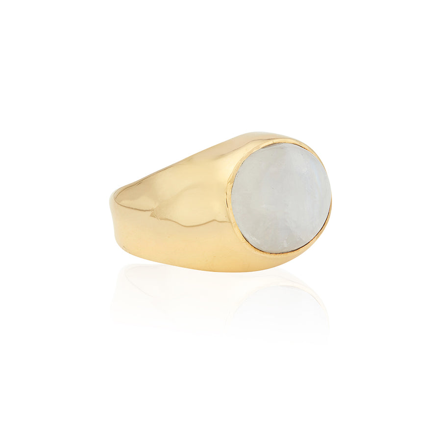Large Oval Moonstone Signet Ring