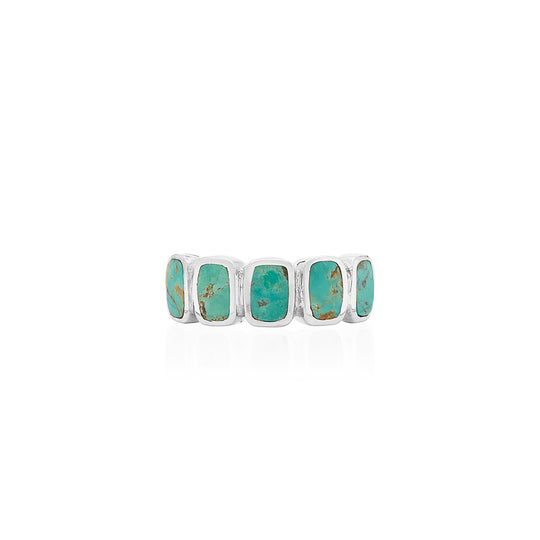 Turquoise Multi-Cushion Ring - Silver