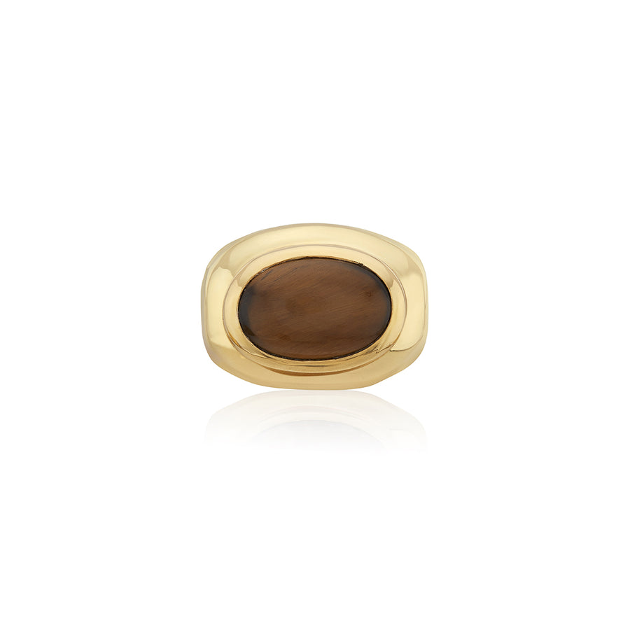 Large Raised Oval Tiger's Eye Ring