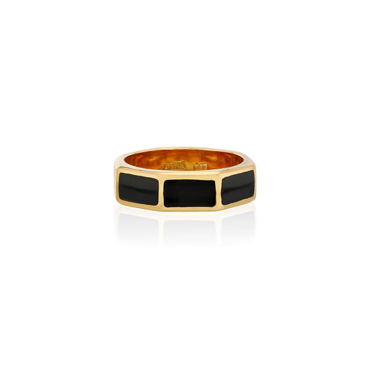 Black Onyx Inlay Band Ring - AS IS - FINAL SALE