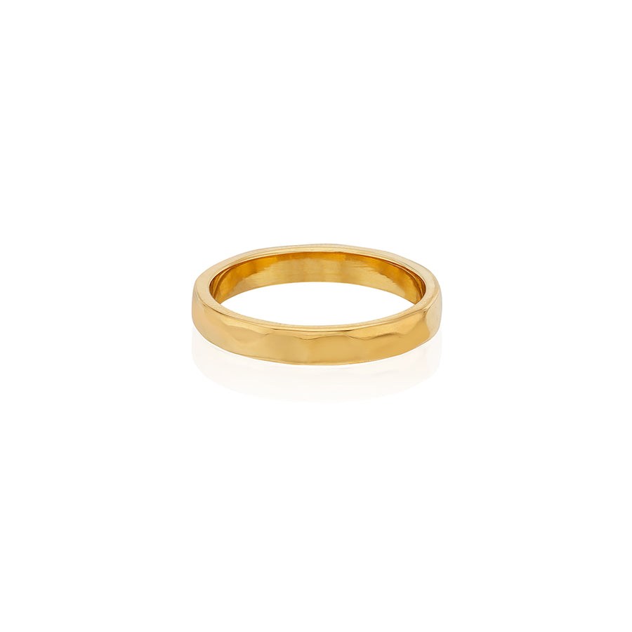 Thin Hammered Stacking Ring - Gold