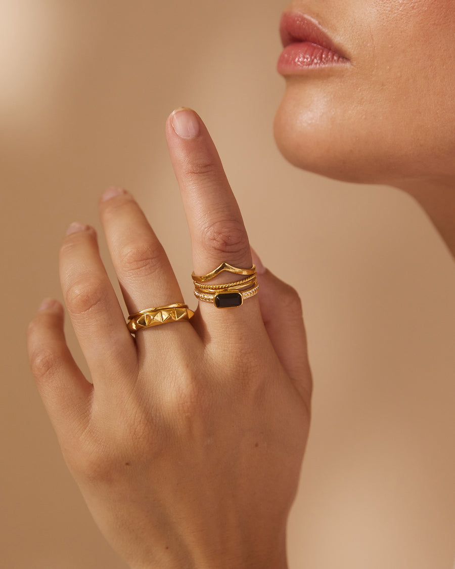 Studded Stacking Ring - Gold
